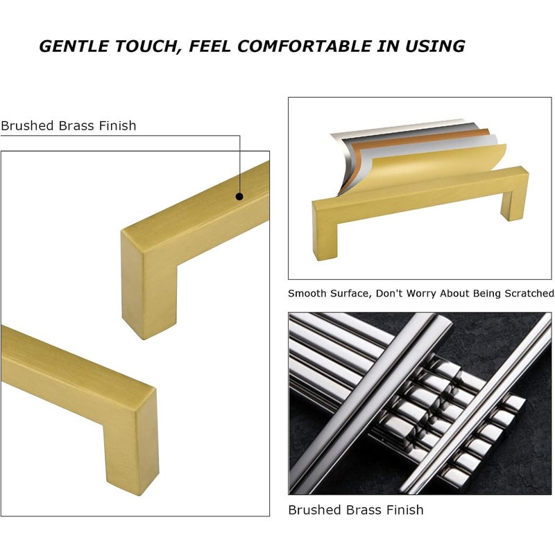 goldenwarm Kitchen Cabinet Handle Brushed Brass Drawer Pull Handles for Cabinets - LSJ12GD115 Square Bar Pulls Antique Brass Bathroom Cabinet Hardware Modern Knobs for Dresser Drawers - Image 4